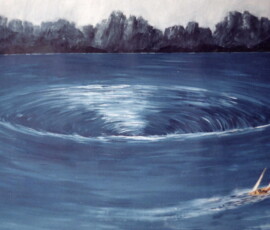 La barca degli ottimisti, 1994, oils on canvas, 160 x 93 cm Painting by Johann Boom