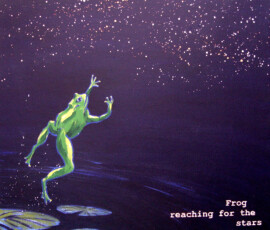 Frog reaching for the stars, 2010, acrylics on canvas, 75 x 65 cm Johann Boom painting Frog reaching for the stars