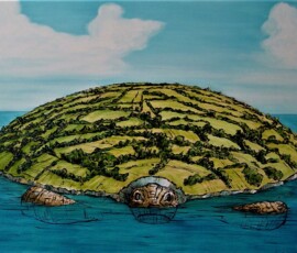 Il lento sciabordio delle stelle, 1994, oils on canvas, 159 x 96 cm. Johann Boom painting Il lento sciabordio delle stelle