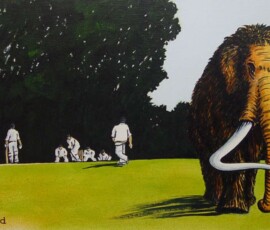 Mammoth leaves field, 2009, acrylics on canvas, 120 x 55 cm Johann Boom painting Mammoth leaves field